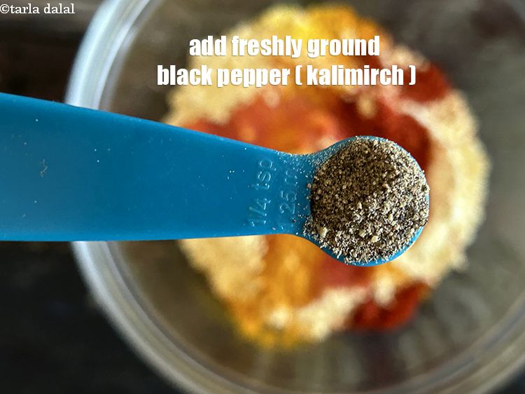 Step 14 – Add&nbsp;<meta charset="UTF-8" />1/4 tsp&nbsp;<a href="glossary-freshly-ground-black-pepper-kalimirch-powder-kali-mirch-ka-powder-567i">freshly ground black pepper (kalimirch)</a>.