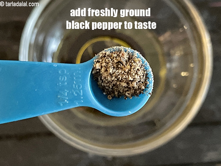 Step 9 – Add&nbsp;<a href="glossary-freshly-ground-black-pepper-kalimirch-powder-kali-mirch-ka-powder-567i">freshly ground black pepper (kalimirch)</a>&nbsp;to taste. We added 1/8th tsp of pepper.