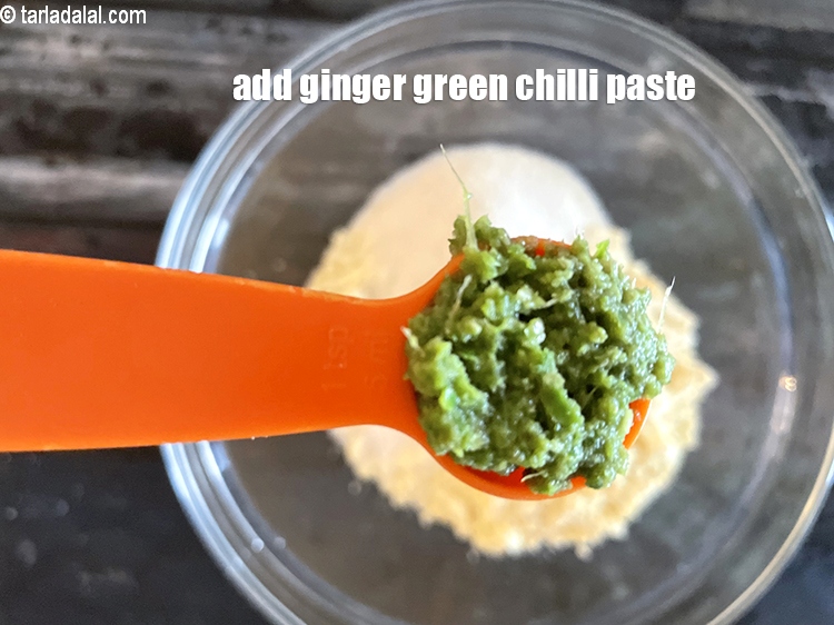 Step 8 – Add&nbsp;<meta charset="UTF-8" />1 tsp&nbsp;<a href="glossary-ginger-green-chilli-paste-adrak-mirch-ki-paste-adrak-mirchi-paste-139i">ginger-green chilli paste</a>.