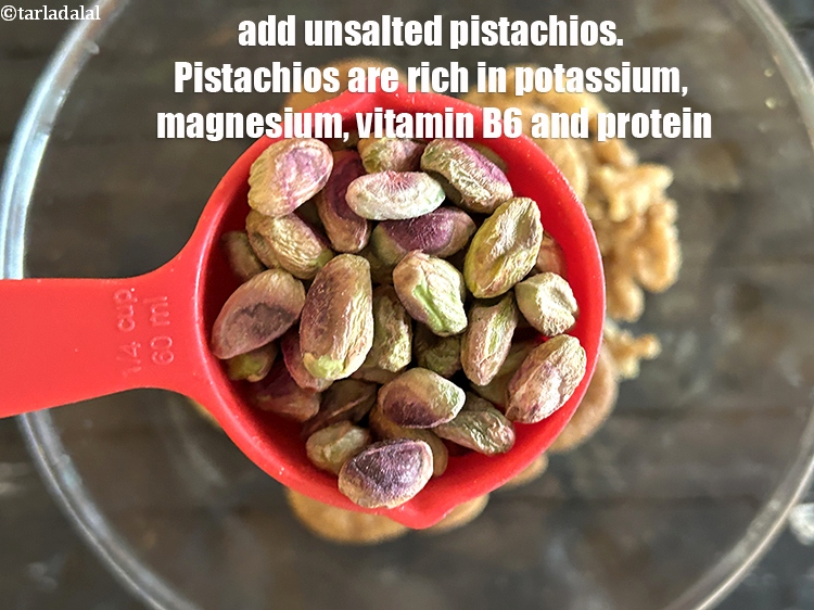 Step 8 – Add 1/4 cup pistachios (unsalted).&nbsp;&nbsp;Pistachios have a nutty flavor and texture that can add a …