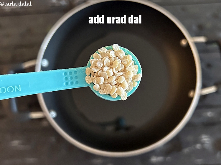 Step 14 – <html><head></head><body><p>Add&nbsp;1 tsp&nbsp;<a href="glossary-urad-dal-split-black-lentil-941i">urad dal (split black lentils)</a>.</p></body></html>