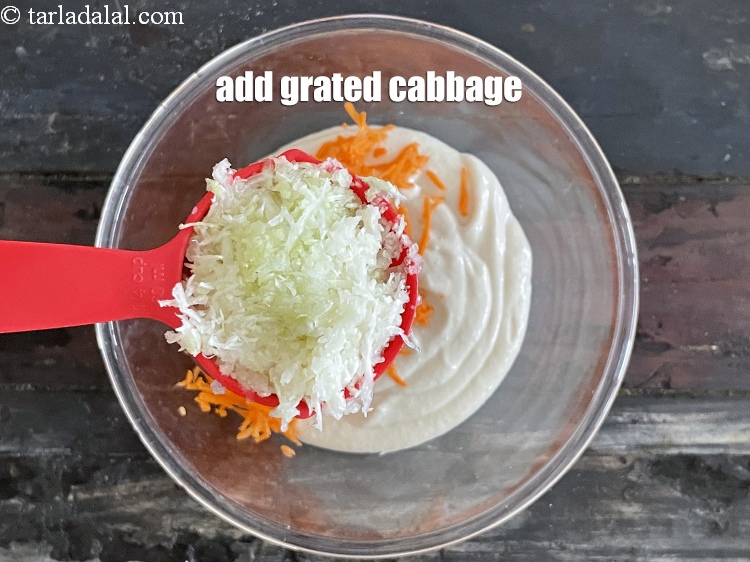 Step 13 – Add&nbsp;<meta charset="UTF-8" />1/4 cup&nbsp;<a href="glossary-grated-cabbage-860i">grated cabbage</a>.