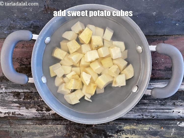 Step 17 – Add clean sweet potatoes to it.