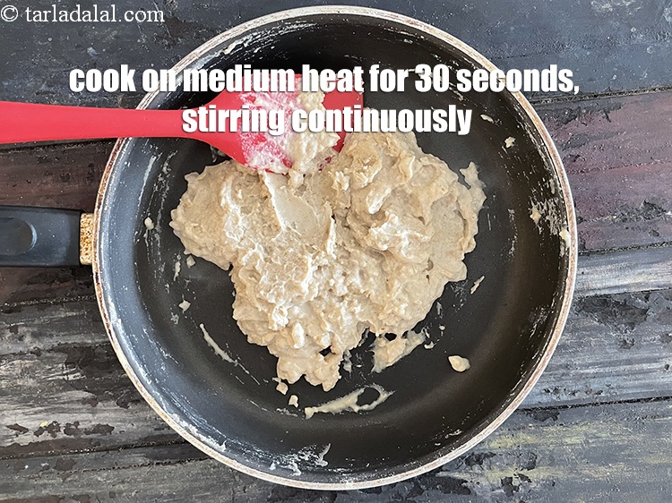 Step 9 – Cook on a medium flame for 30 seconds, while stirring continuously using a whisk.