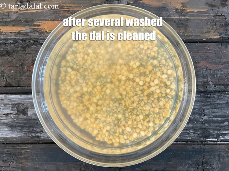 Step 8 – After several washes, the dals are cleaned.