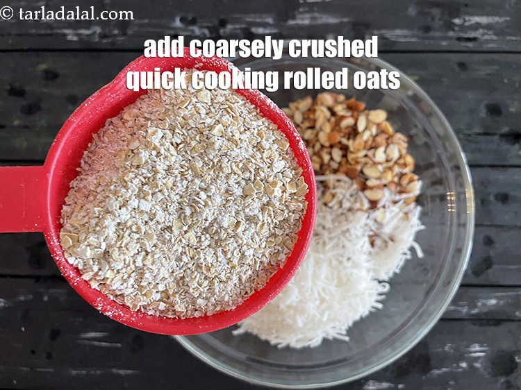 Step 16 – Add 2&nbsp;cups&nbsp;coarsely&nbsp;<a href="https://tarladalal.com/glossary-crushed-quick-cooking-rolled-oats-2644i">crushed quick cooking rolled oats</a>
