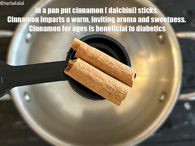 Step 32 – <meta charset="UTF-8" /> In a hot pan put<strong>&nbsp;2</strong>&nbsp;<a href="glossary-cinnamon-dalchini-346i">cinnamon (dalchini) sticks</a>.&nbsp;Cinnamon imparts a warm, inviting …