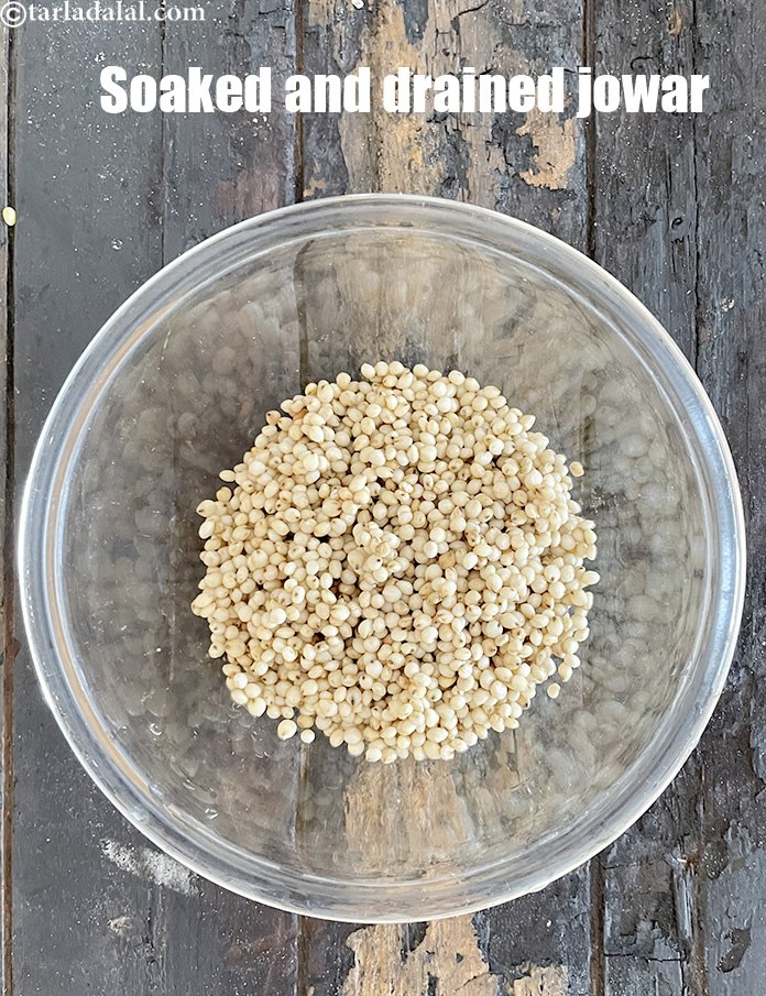 Step 8 – soaked and drained jowar.