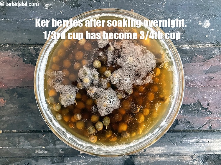 Step 8 – Berries after soaking. We soaked 1/3rd cup ker which has now become 3/4th cup. Note …