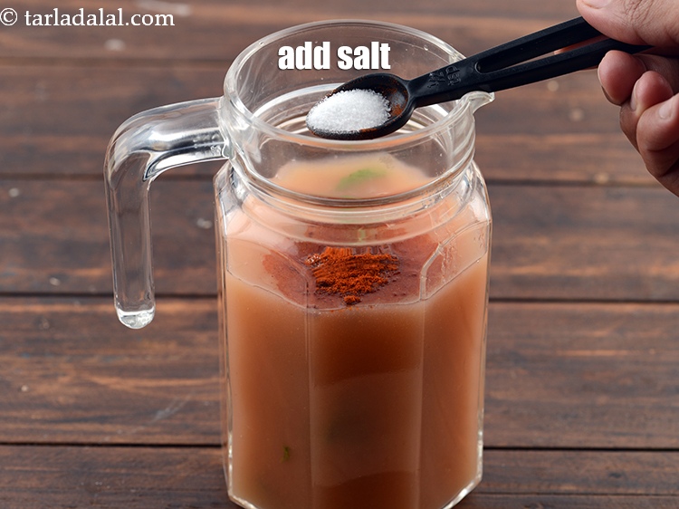 Step 7 – Add 2 tsp&nbsp;<a href="https://www.tarladalal.com/glossary-powdered-sugar-280i">powdered sugar</a>&nbsp;and &frac14; tsp salt.