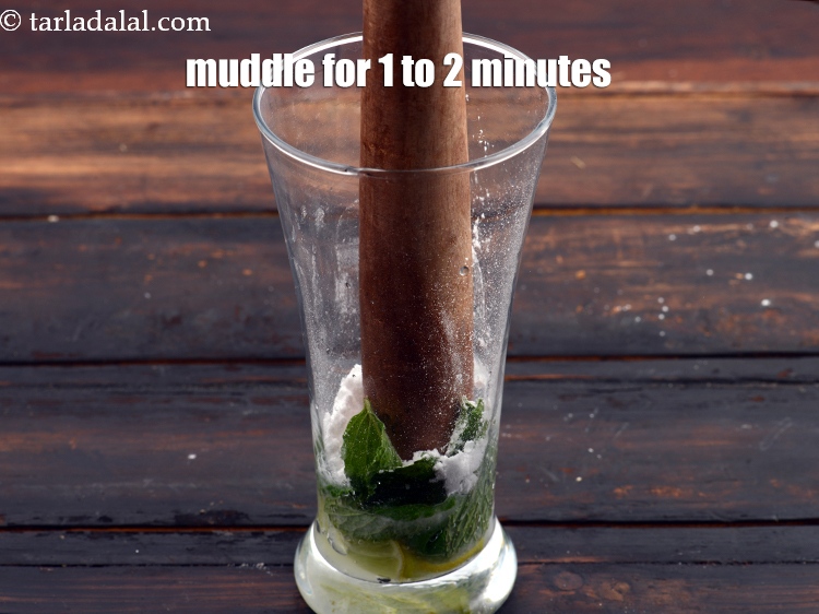Step 8 – Muddle for 1 to 2 minutes using muddler.