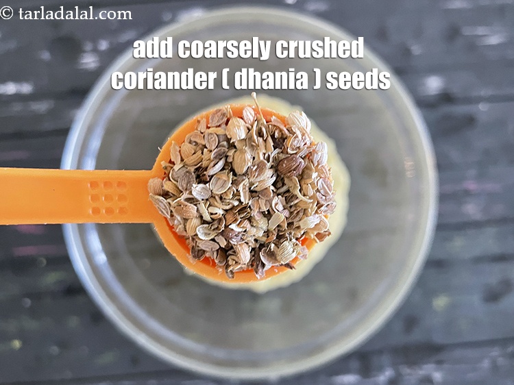 Step 15 – Add&nbsp;<meta charset="UTF-8" />1 tsp&nbsp;coarsely&nbsp;<a href="glossary-crushed-coriander-seeds-2301i">crushed coriander (dhania) seeds</a>.