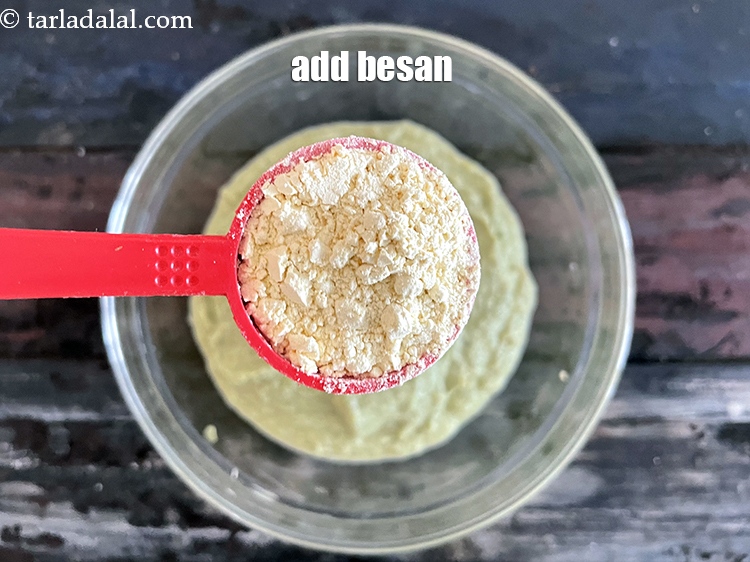Step 15 – Add&nbsp;1 tbsp&nbsp;<a href="glossary-besan-chana-dal-flour-bengal-gram-flour-952i">besan (bengal gram flour)</a>.