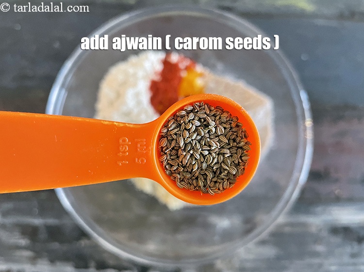 Step 10 – Add&nbsp;<meta charset="UTF-8" />3/4 tsp&nbsp;<a href="glossary-carom-seeds-ajwain-thymol-seeds-bishops-weed-266i">carom seeds (ajwain)</a>.