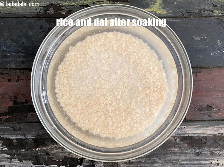 Step 8 – Rice and urad dal after soaking.