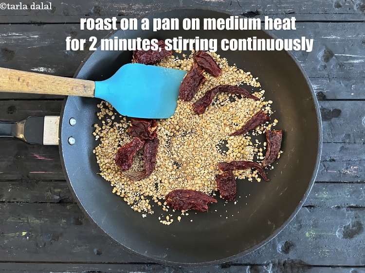 Step 9 – Roast on a pan on medium heat&nbsp;for 2&nbsp;minutes, stirring continuously.