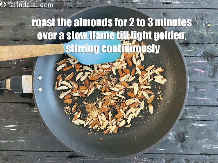 Step 8 – <meta charset="UTF-8" /> Roast the almonds for 2 to 3&nbsp;minutes over a slow flame till …