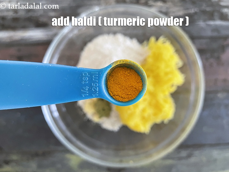 Step 11 – Add&nbsp;<meta charset="UTF-8" />a pinch of&nbsp;<a href="glossary-turmeric-powder-haldi-645i">turmeric powder (haldi)</a>.