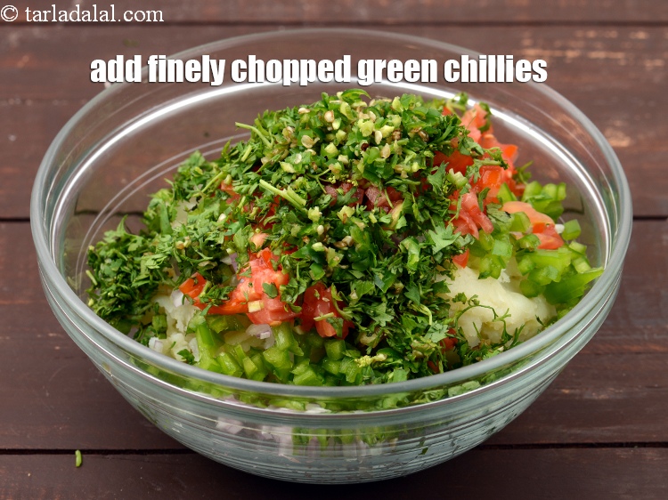 Step 8 – Add the 2 tsp&nbsp;finely&nbsp;<a href="https://tarladalal.com/glossary-chopped-green-chilli-820i">chopped green chillies</a>.&nbsp;