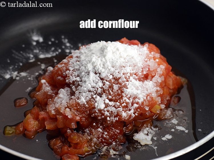 Step 8 – Add 1 tsp <a href="https://www.tarladalal.com/glossary-cornflour-cornstarch-maize-starch-corn-flour-112i">cornflour</a>.