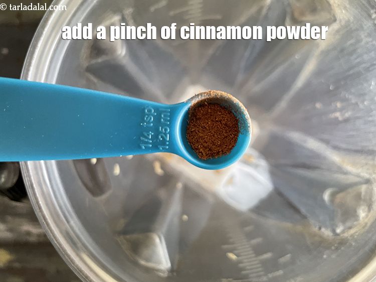 Step 15 – Adding a pinch of cinnamon powder is just the perfect spice &nbsp;to this&nbsp;<strong>coconut milk smoothie …