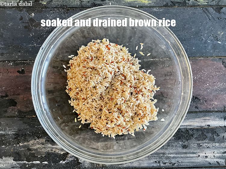 Step 8 – Soaked and drained brown rice.&nbsp;