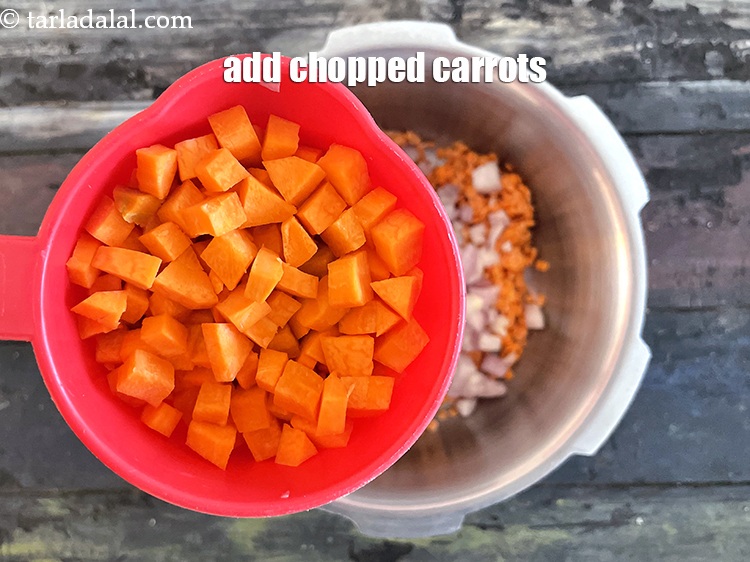 Step 13 – Add&nbsp;3/4 cup&nbsp;roughly&nbsp;<a href="glossary-chopped-carrot-798i">chopped carrot</a>.