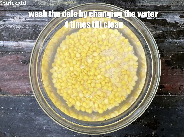 Step 9 – Now we need to wash the dal.&nbsp;We changed the water 4 times to clean the …
