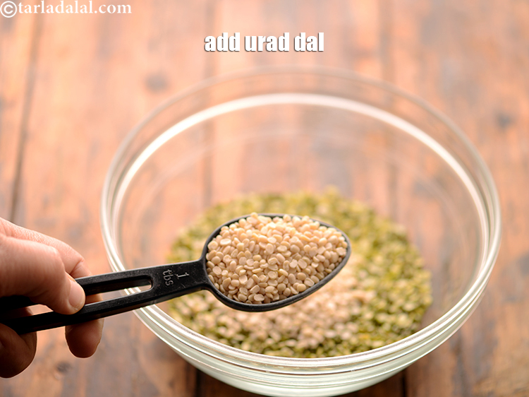 Step 17 – Add&nbsp;2 tbsp&nbsp;<a href="https://www.tarladalal.com/glossary-urad-dal-split-black-lentil-941i">urad dal (split black lentils)</a> to it.&nbsp;1 cup of cooked&nbsp;<a href="https://www.tarladalal.com/recipes-using-urad-dal-941">urad dal</a>&nbsp;gives 69.30% …