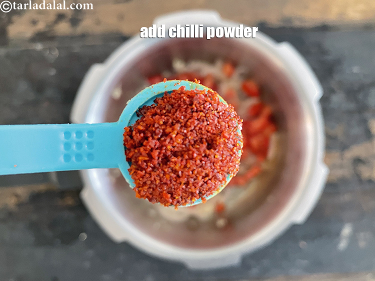 Step 16 – Add&nbsp;<meta charset="UTF-8" />1/2 tsp&nbsp;<a href="glossary-chilli-powder-red-chilli-powder-339i">chilli powder</a>. This gives a nice mild spice to the soup.