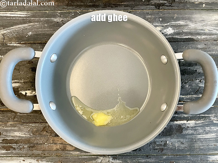 Step 19 – Add&nbsp;<meta charset="UTF-8" />1 tbsp&nbsp;<a href="glossary-ghee-245i">ghee</a>&nbsp;and cook till ghee melts.