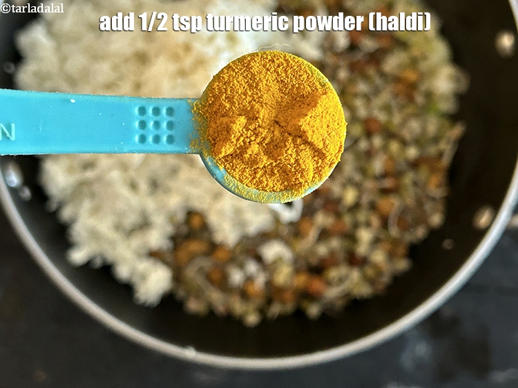 Step 11 – Add&nbsp;<meta charset="UTF-8" />1/2 tsp&nbsp;<a href="glossary-turmeric-powder-haldi-645i">turmeric powder (haldi)</a>.
