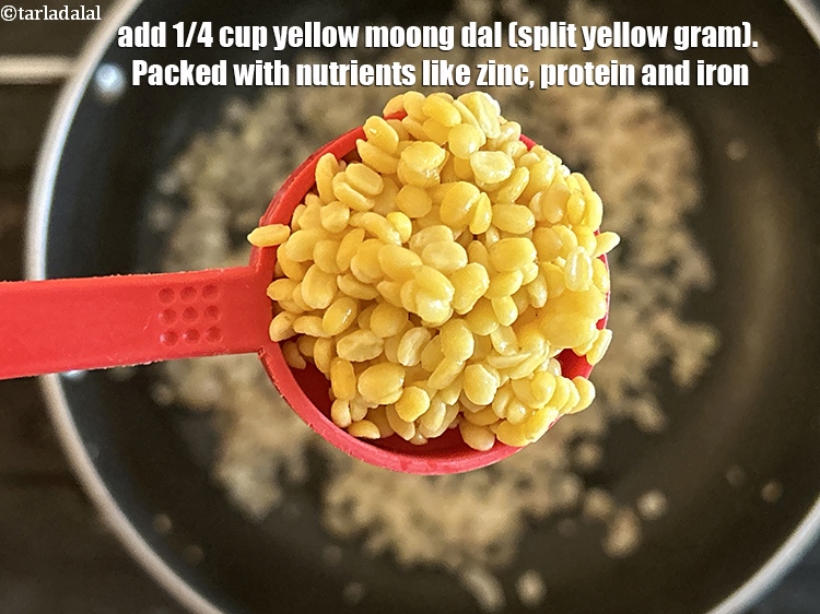 Step 9 – <strong>Add 1/4 cup&nbsp;&nbsp;<a href="glossary-yellow-moong-dal-split-yellow-gram-peeli-moong-dal-488i">yellow moong dal (split yellow gram)</a></strong>.&nbsp;<meta charset="UTF-8" />The mild,&nbsp;nutty flavor of yellow …