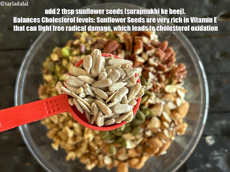 Step 24 – <meta charset="UTF-8" />Add&nbsp;2 tbsp&nbsp;<a href="glossary-sunflower-seeds-surajmukhi-ke-beej-611i">sunflower seeds (surajmukhi ke beej)</a>.&nbsp;Balances&nbsp;<a href="https://www.tarladalal.com/recipes-for-Low-Cholesterol--380">Cholesterol</a>&nbsp;levels:&nbsp;Sunflower Seeds are very rich in&nbsp;<a …