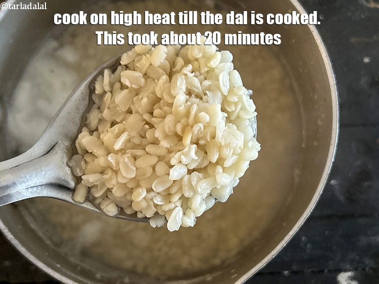 Step 9 – Cook on high heat till the dal is cooked. This took about 20 minutes.