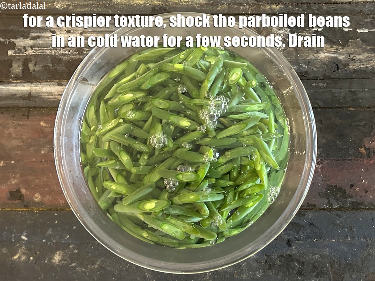 Step 11 – For a crispier texture, shock the parboiled beans in an cold water for a few …