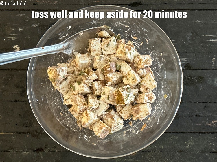 Step 9 – Toss well. Keep aside for 30 minutes&nbsp;to marinade.&nbsp;