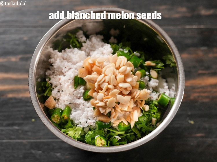 Step 10 – Add &frac12; tbsp blanched <a href="https://www.tarladalal.com/glossary-melon-seeds-77i">melon seeds (charmagaz)</a>.
