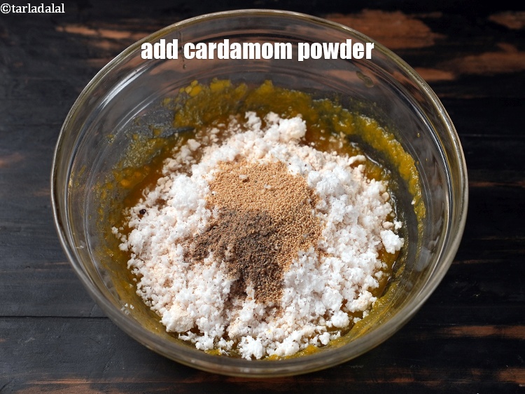 Step 9 – Add 1/4 tsp&nbsp;<a href="https://www.tarladalal.com/glossary-cardamom-powder-elaichi-powder-265i">cardamom (elaichi) powder</a>.