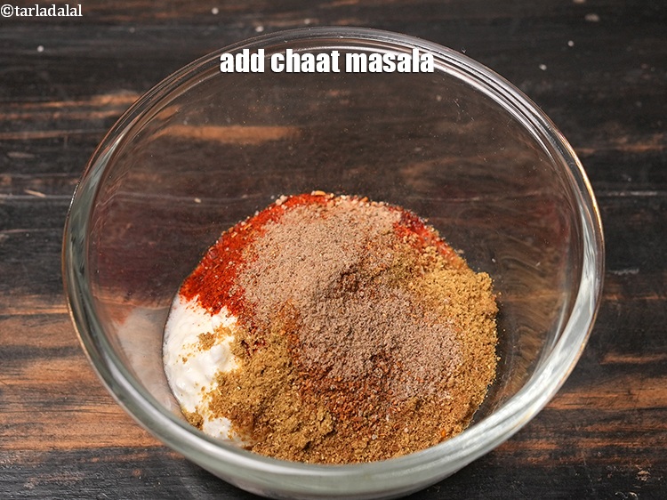 Step 9 – Add &frac14; tsp chaat masala.