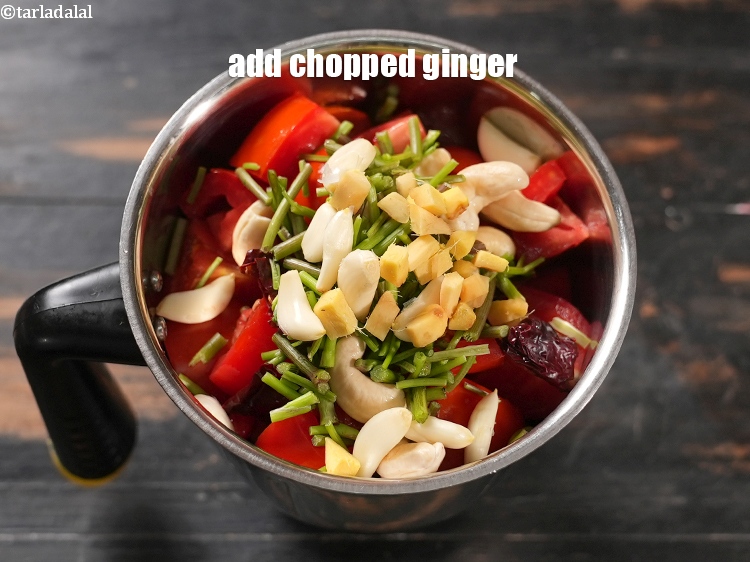 Step 9 – Add 1 tsp <a href="https://www.tarladalal.com/glossary-chopped-ginger-786i">chopped ginger (adrak)</a>.&nbsp;