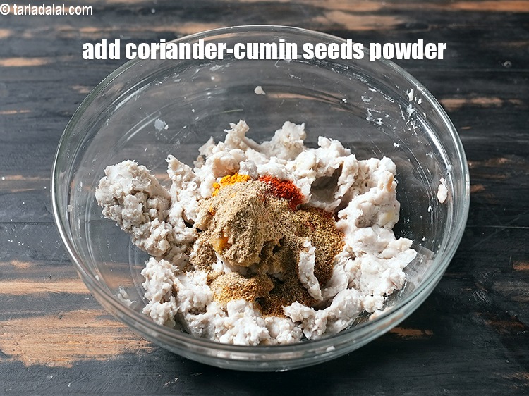 Step 9 – Add 1 tsp <a href="https://www.tarladalal.com/glossary-coriander-cumin-seeds-powder-dhania-jeera-powder-375i">coriander-cumin seeds (dhania-jeera) powder</a>.