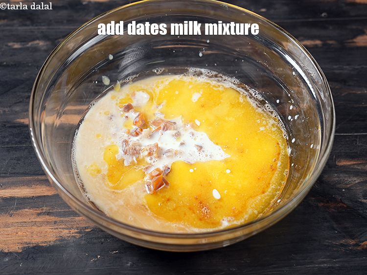 Step 9 – Add the dates milk mixture.