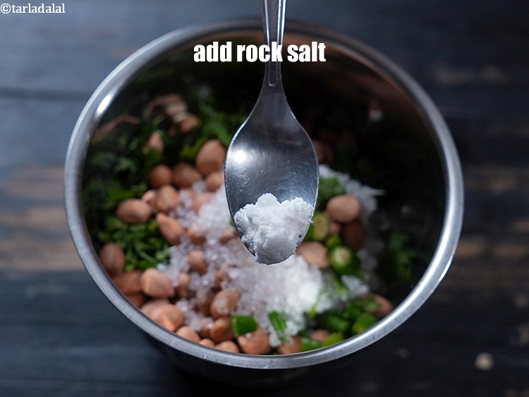 Step 9 – Add rock salt (sendha namak) to taste.