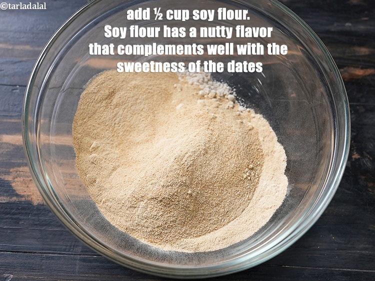 Step 9 – Add &frac12; cup <a href="https://www.tarladalal.com/glossary-soy-flour-soya-flour-soya-atta-617i">soy flour</a>.&nbsp;Soy flour has a nutty flavor that complements well with …