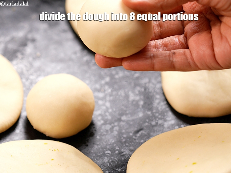 Step 9 – Divide the dough into 8 equal portions.