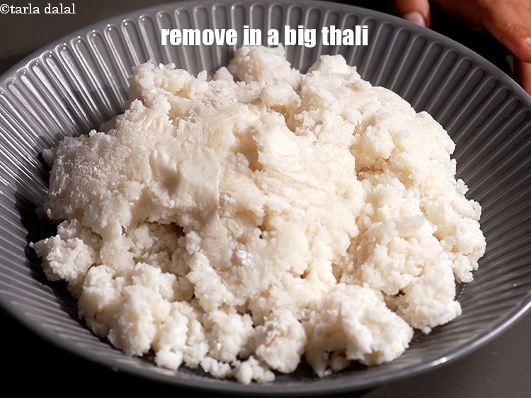 Step 9 – Remove in a big thali and cool it slightly.