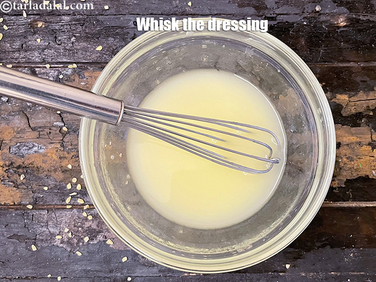 Step 24 – Whisk the dressing thoroughly with a hand whisk. Keep aside.