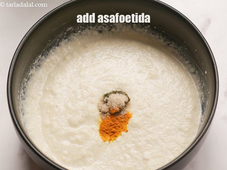 Step 9 – Add 1/8 tsp&nbsp;<a href="https://www.tarladalal.com/glossary-asafoetida-hing-113i">asafoetida (hing)</a>.&nbsp;