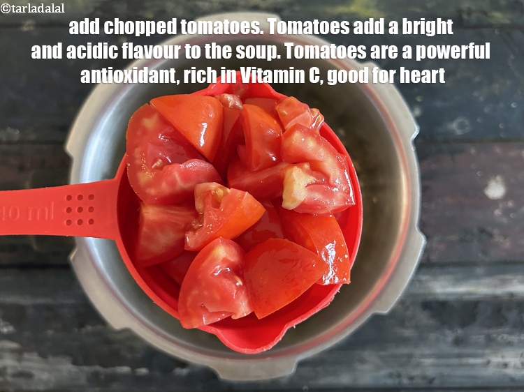 Step 28 – Add 2 cups&nbsp;<a href="glossary-chopped-tomatoes-779i">chopped tomatoes</a>.&nbsp;Tomatoes add a bright and acidic flavor to the soup. This …